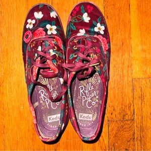 Keds X Rifle Paper Co Red Velvet Floral Garden Sneakers Excellent condition